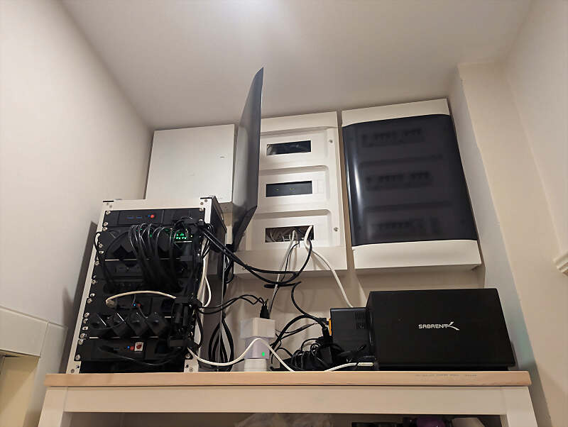 The new 8U RackMate T1 next to the electricity main box The new 8U RackMate T1 next to the electricity main box